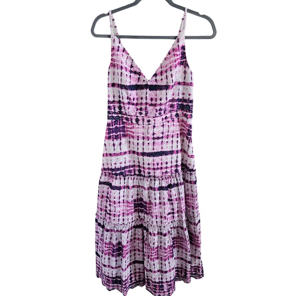 Derek Lam 10 Crosby Samaria Sun Dress Size 4 Eyelet Midi Tie-dye Print Side Zip